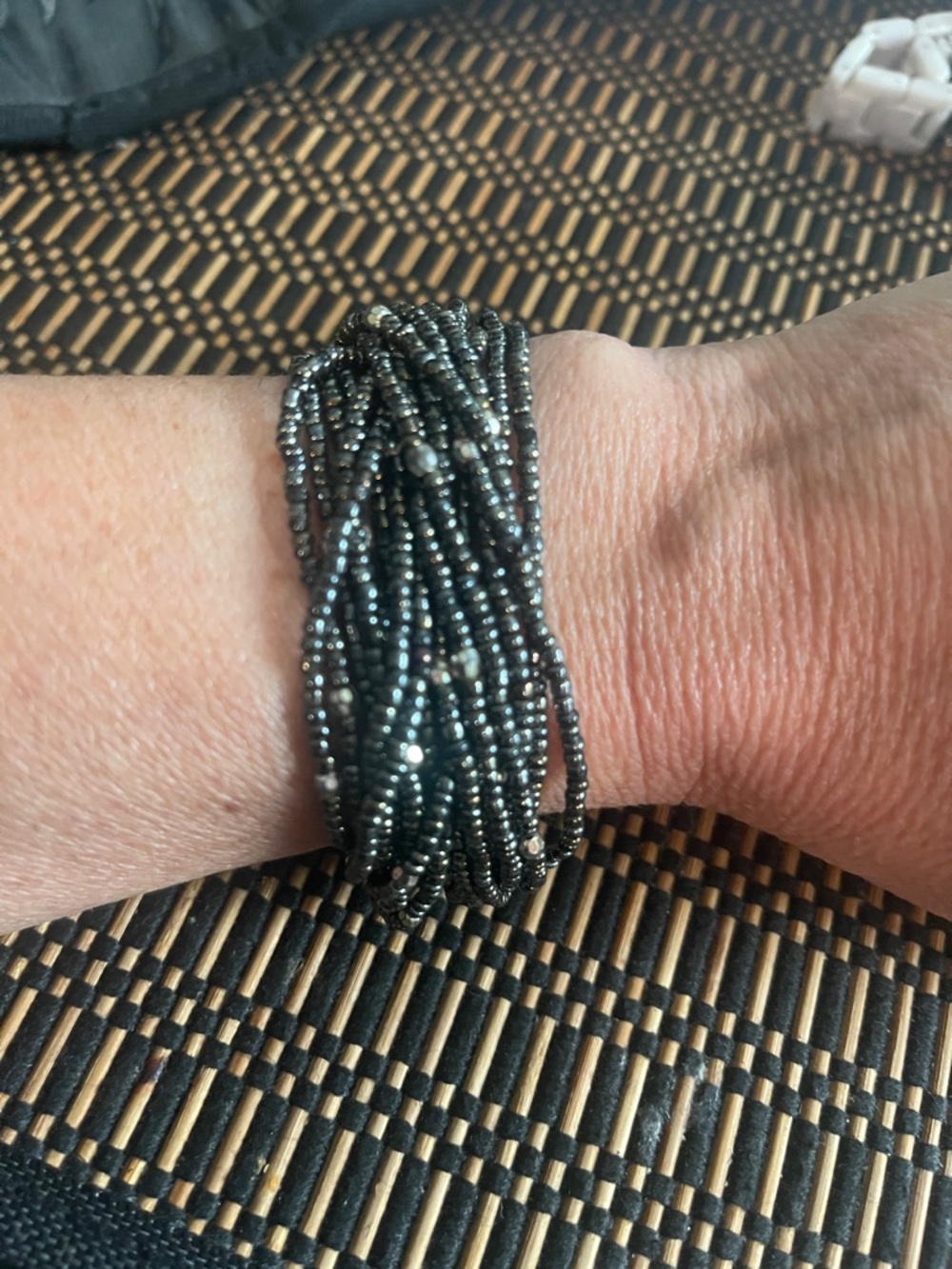 Handcrafted Black Seed Bead Multi-Strand Bracelet